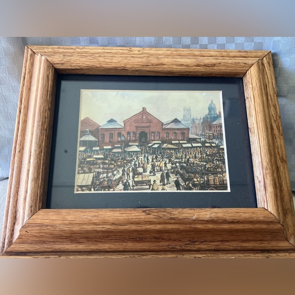 Vintage Wooden Art Framed Prints “Markets” Theme Set of 2 - Picture 3 of 9